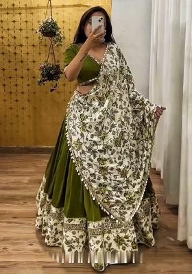Multi Printed Art Silk Lehenga set