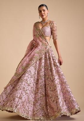 Multi Embellished Net Lehenga set