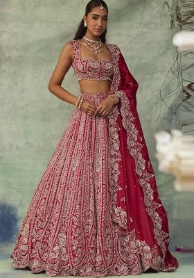 Multi Embroidered Bamber Silk Lehenga set