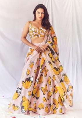 Multi Printed Shimmer Organza Lehenga set