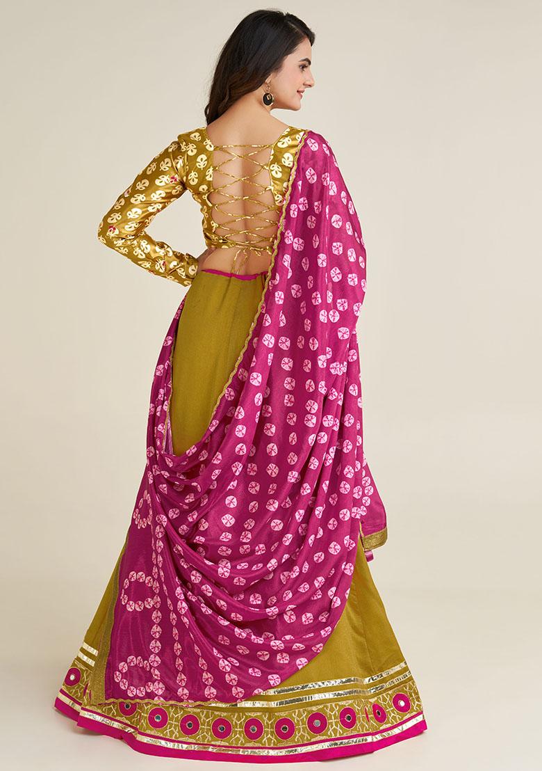 Mustard Embroidery Silk Lehenga Choli Set