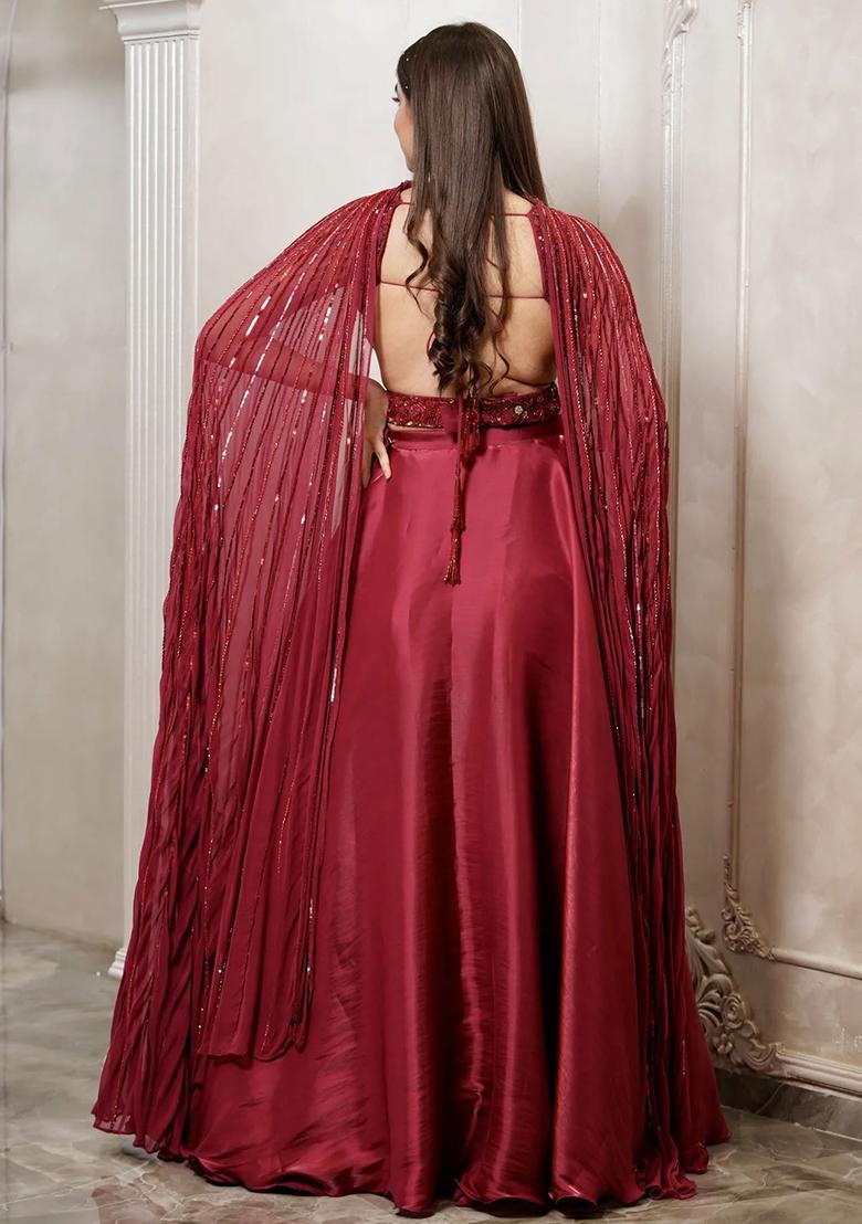 Red Embroidery Silk Lehenga Choli Set