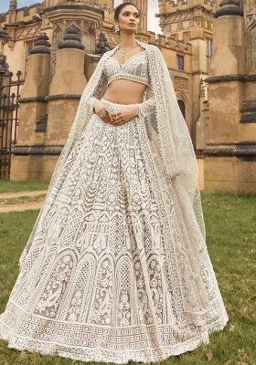 White Embroidery Net Lehenga Choli Set