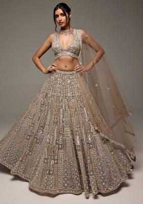Golden Embroidery Net Lehenga Choli Set