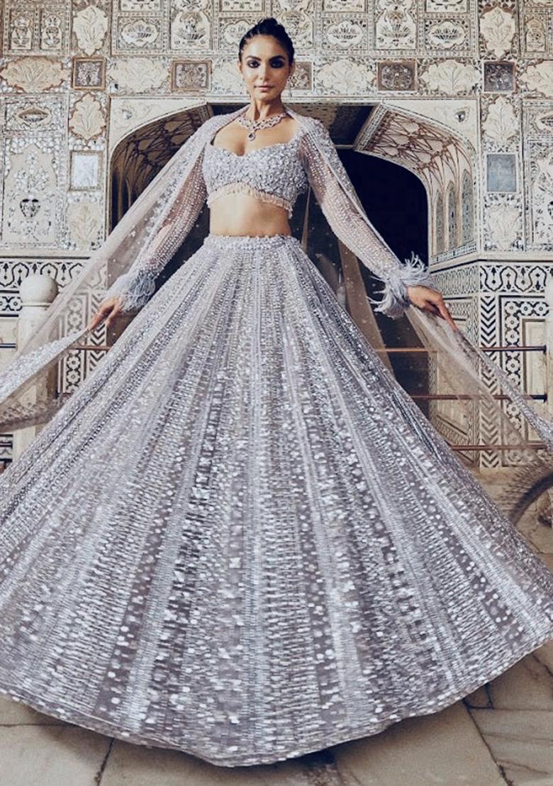 Silver Embroidery Silk Lehenga Choli Set