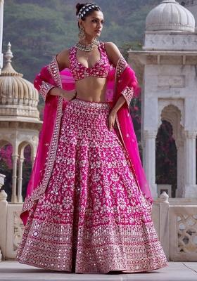 Pink Embroidery Georgette Lehenga Choli Set