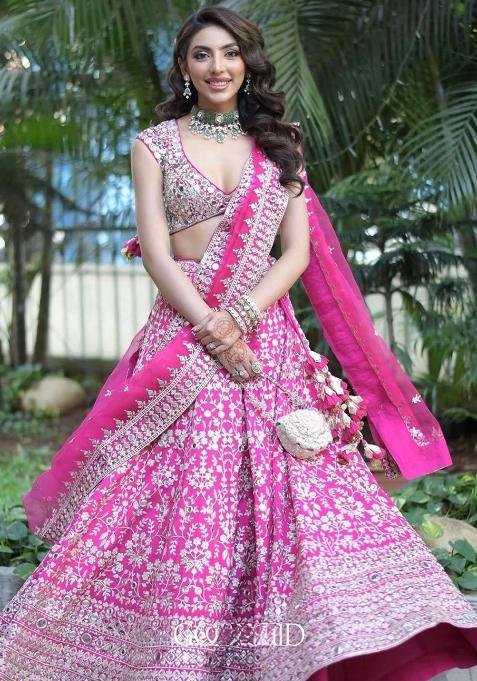 Pink Embroidery Georgette Lehenga Choli Set