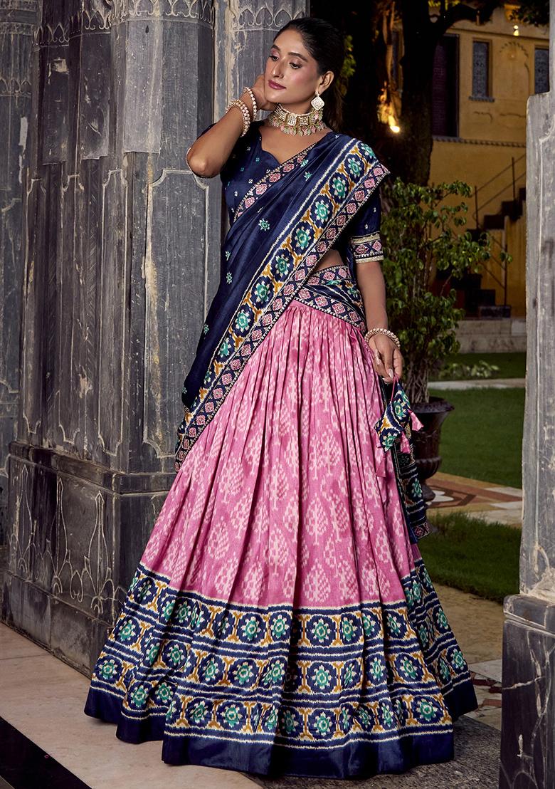 Light Pink Embroidery Silk Lehenga Choli Set
