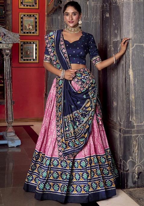 Light Pink Embroidery Silk Lehenga Choli Set