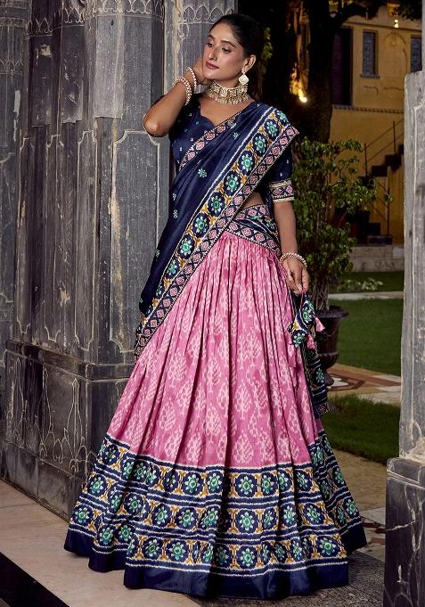 Light Pink Embroidery Silk Lehenga Choli Set