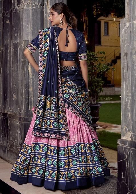 Light Pink Embroidery Silk Lehenga Choli Set