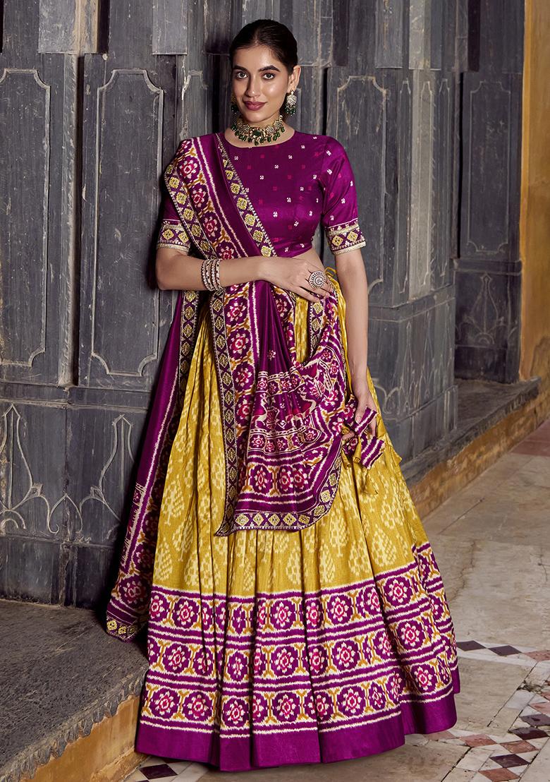 Mustard Embroidery Silk Lehenga Choli Set