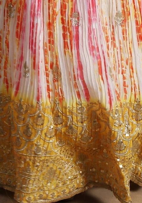 Yellow Thread Embroidery Silk Lehenga Choli Set