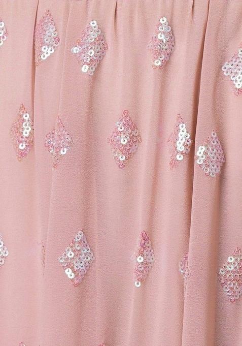 Pink Thread Embroidery Georgette Lehenga Choli Set