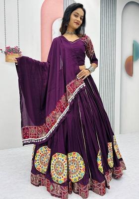 Blue Printed Cotton Lehenga Set