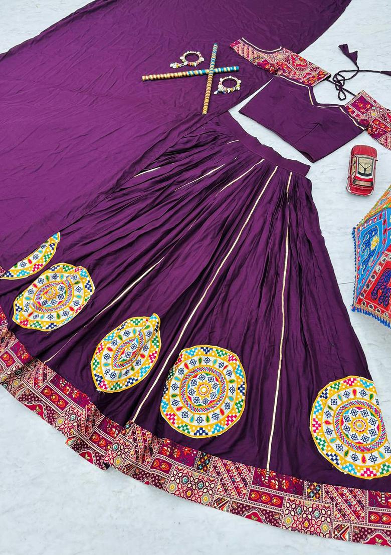 Blue Printed Cotton Lehenga Set - Indya