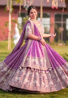 Pink Printed Georgette Lehenga Set