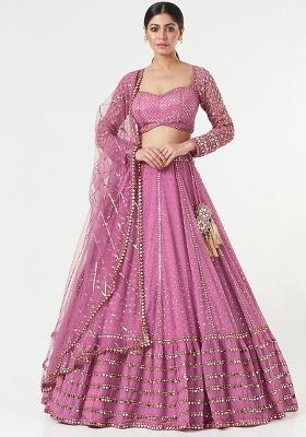 Pink Embroidery Work Georgette Lehenga Set With Dupatta