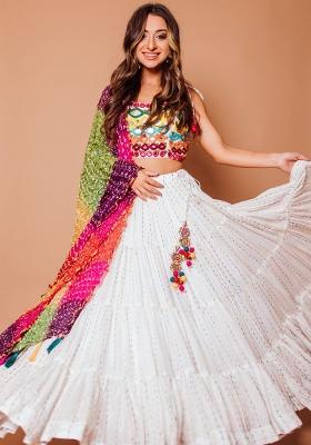 Multicolor Embroidery Work Georgette Lehenga Set With Dupatta
