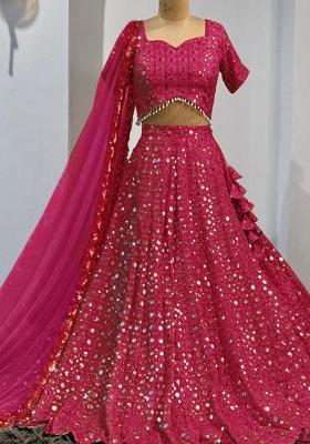 Multicolor Embroidered Georgette Lehenga Choli