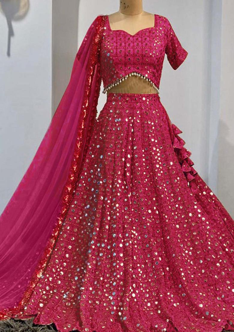 Multicolor Embroidered Georgette Lehenga Choli