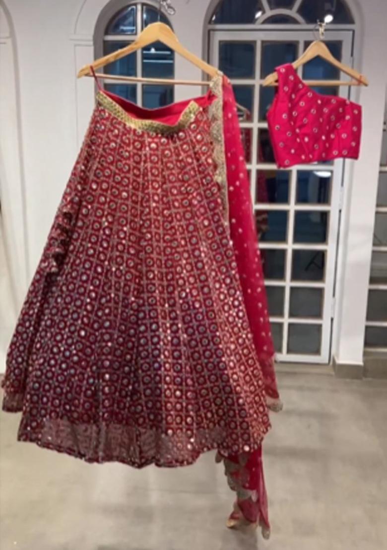 Multicolor Embroidered Georgette Lehenga Choli