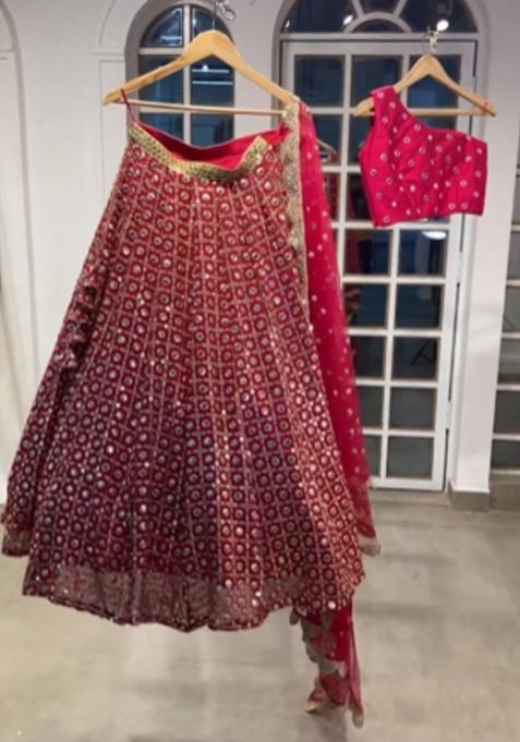 Multicolor Embroidered Georgette Lehenga Choli
