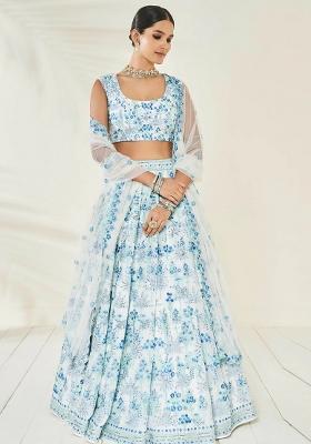 Multicolor Embroidered Georgette Lehenga Choli