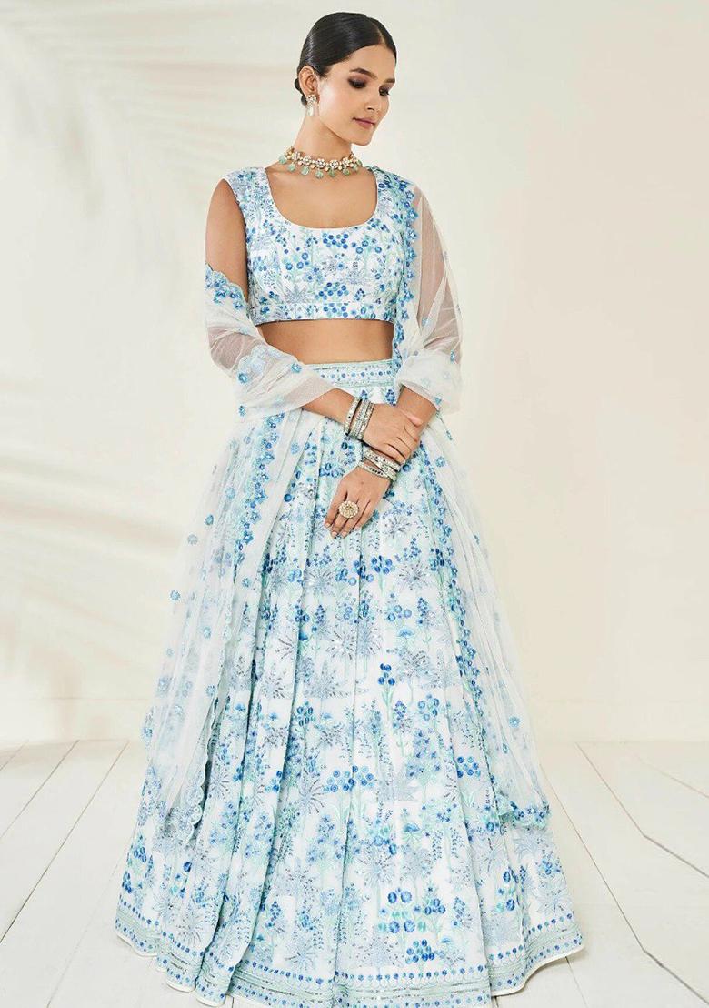 Multicolor Embroidered Georgette Lehenga Choli