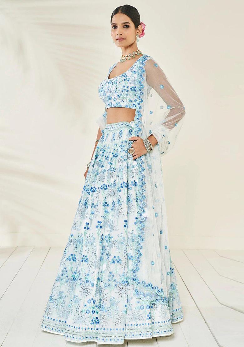 Multicolor Embroidered Georgette Lehenga Choli