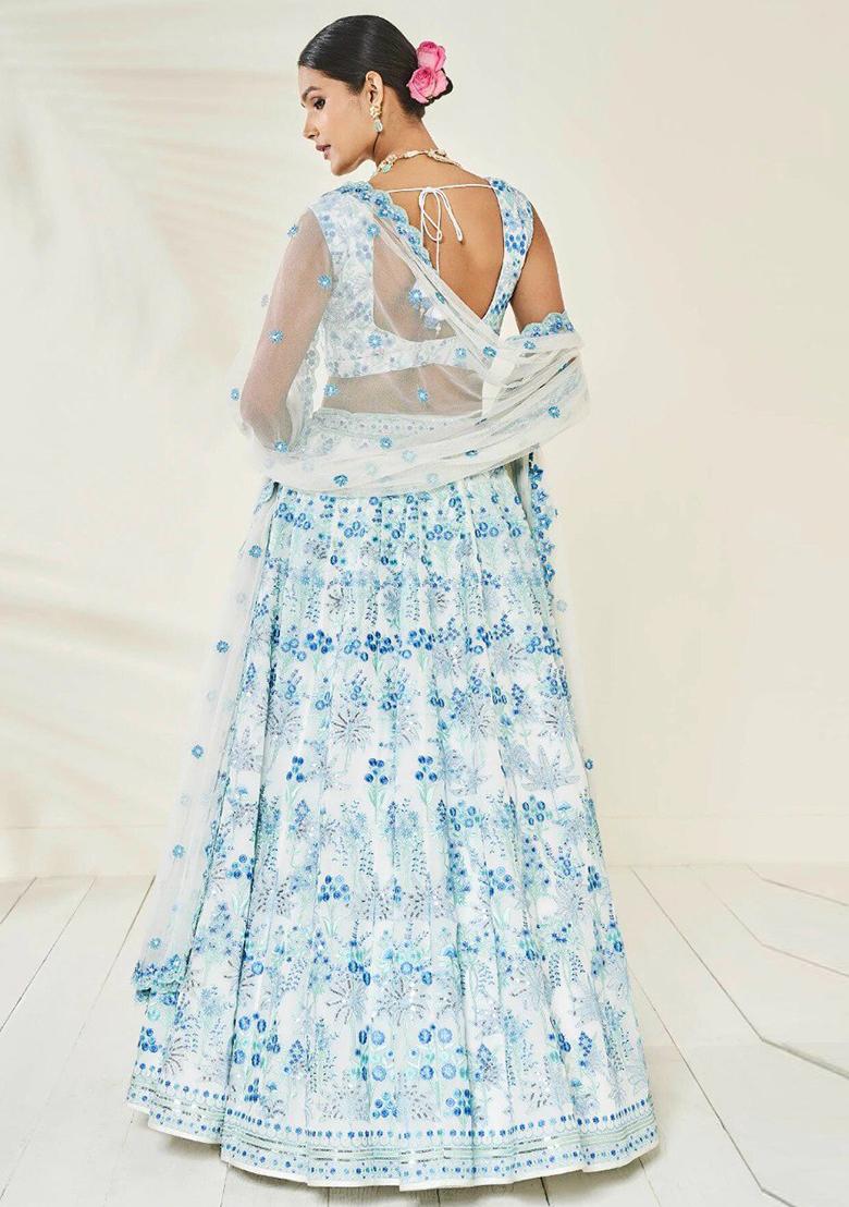 Multicolor Embroidered Georgette Lehenga Choli