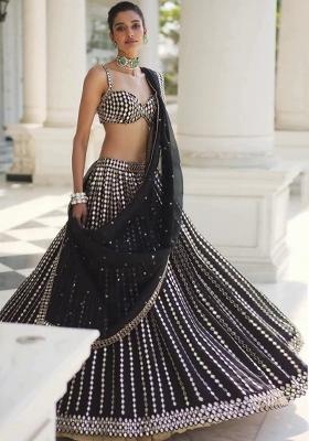 Black Embroidered Organza Lehenga Choli