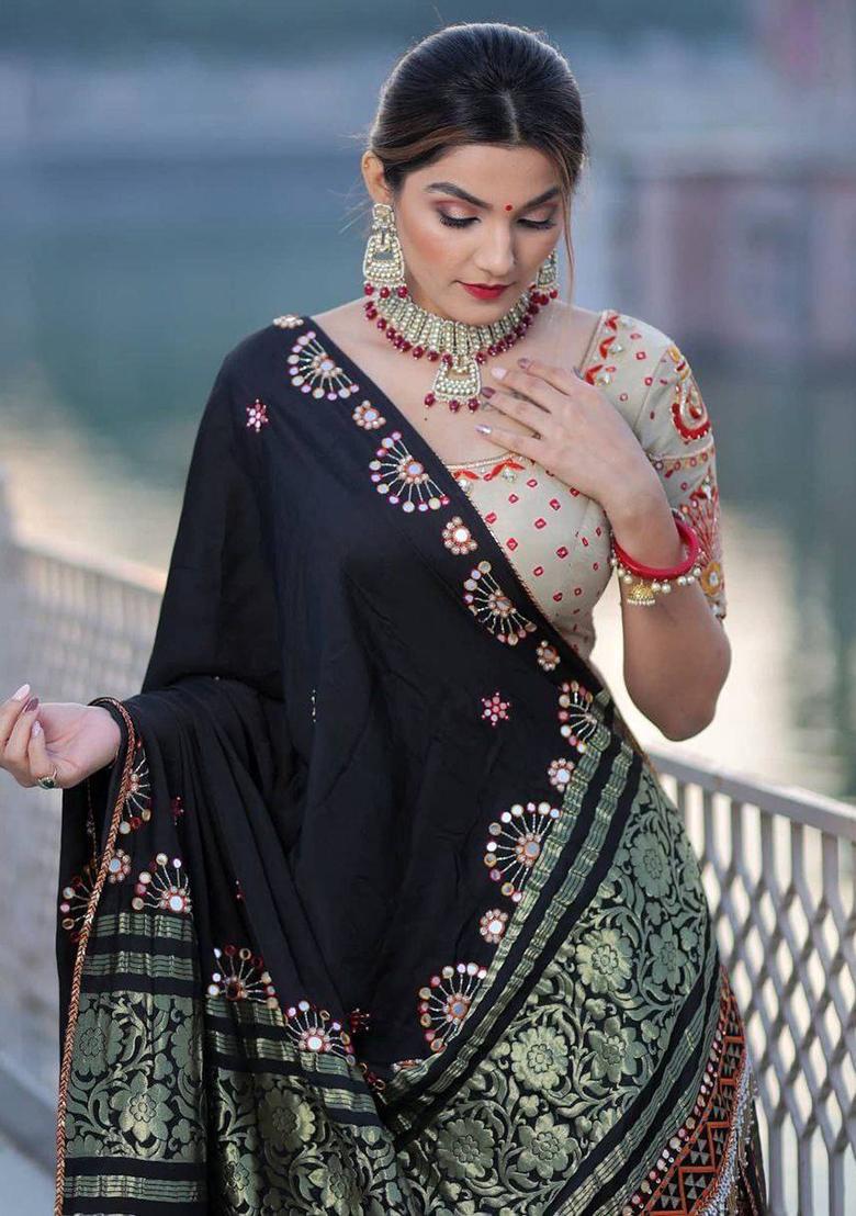 Blue Digital Printed Silk Lehenga Choli