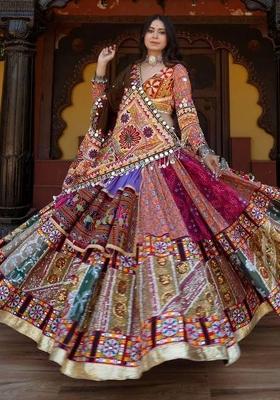 Multi Digital Printed Silk  Lehenga Choli