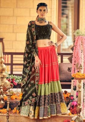 Red Printeded Pure Cotton Lehenga Choli