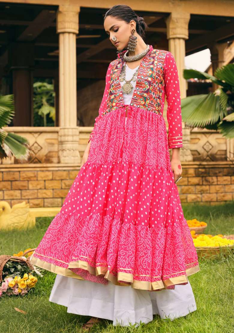 Pink Embroidery Pure Cotton Lehenga Choli - Indya