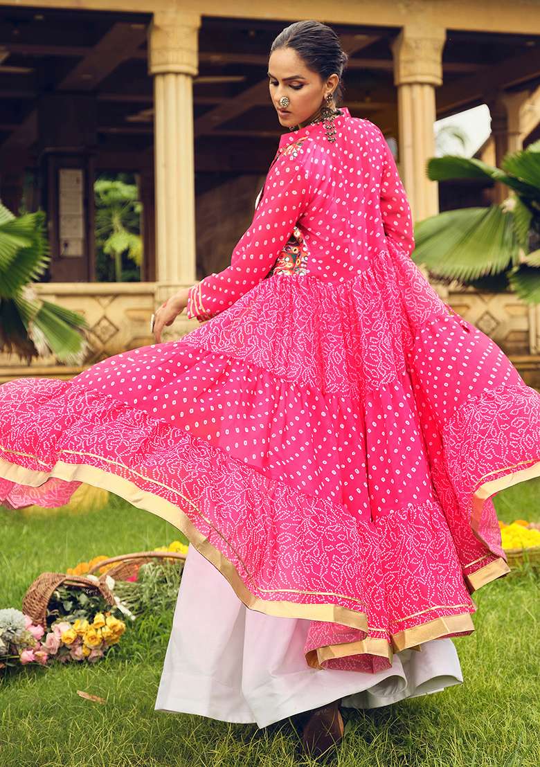 Pink Embroidery Pure Cotton Lehenga Choli - Indya