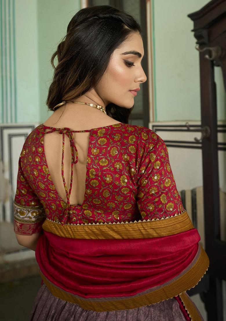 Multicolor Embroidered Blended Lehenga Choli