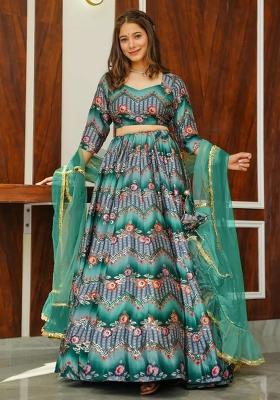 Multicolor Printed Blended Readymade Lehenga