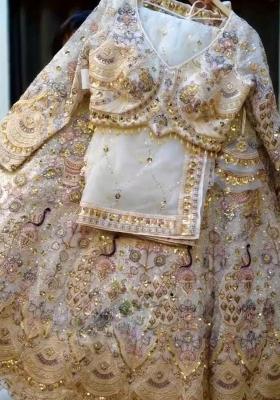 Blue Embroidery Blended Lehenga Set With Dupatta