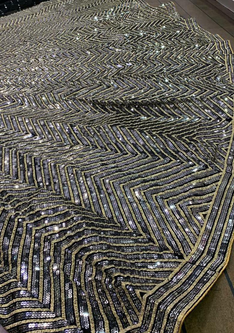 Black Embroidered Blended Lehenga Set With Dupatta - Indya