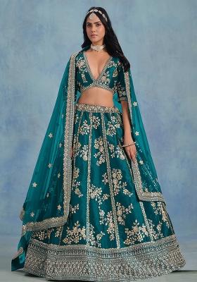 Rama Embroidered Art Silk Lehenga Set