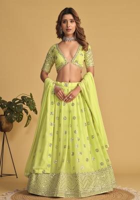 Neon Embroidered Georgette Lehenga Choli Set