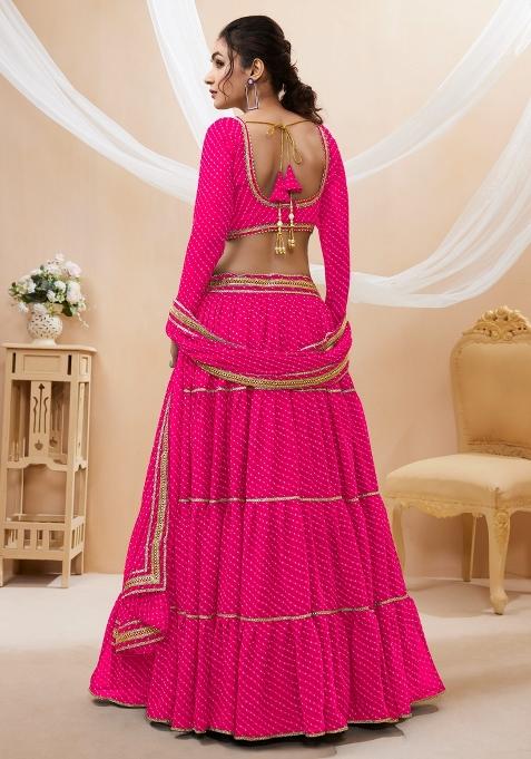 Pink Printed Georgette Lehenga Choli Set