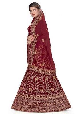 Maroon Embroidery Work Velvet Women Lehenga Choli