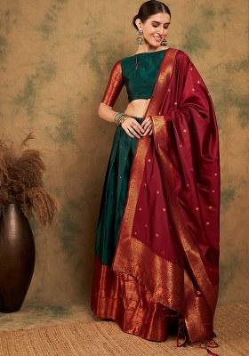 Green Embroidery Work Silk Women Lehenga Choli