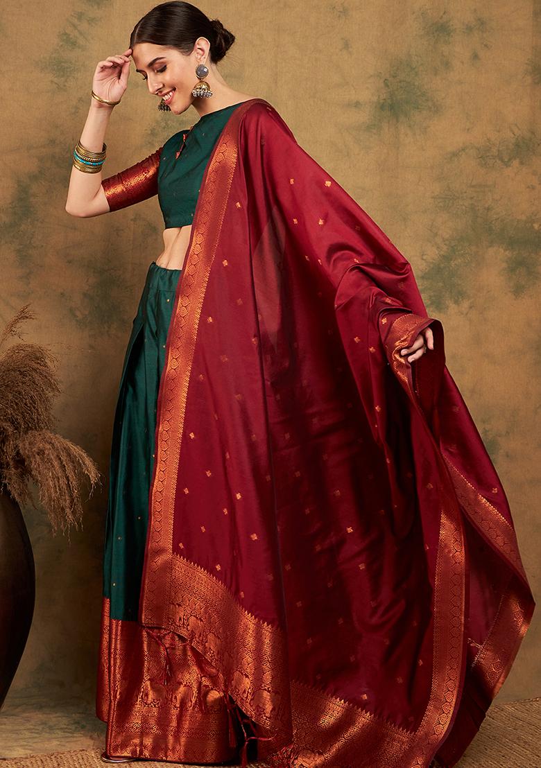 Green Embroidery Work Silk Women Lehenga Choli