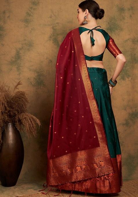 Green Embroidery Work Silk Women Lehenga Choli