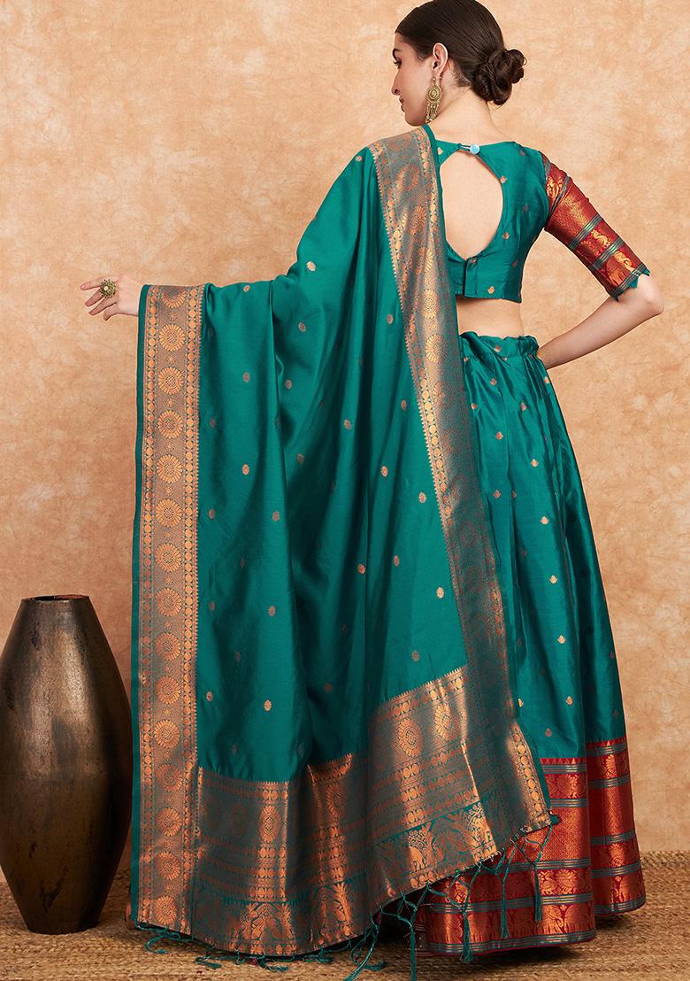 Green Embroidery Work Silk Women Lehenga Choli