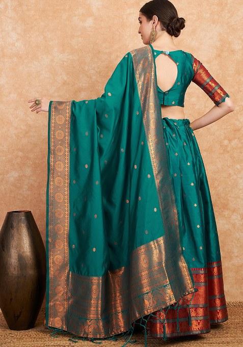 Green Embroidery Work Silk Women Lehenga Choli